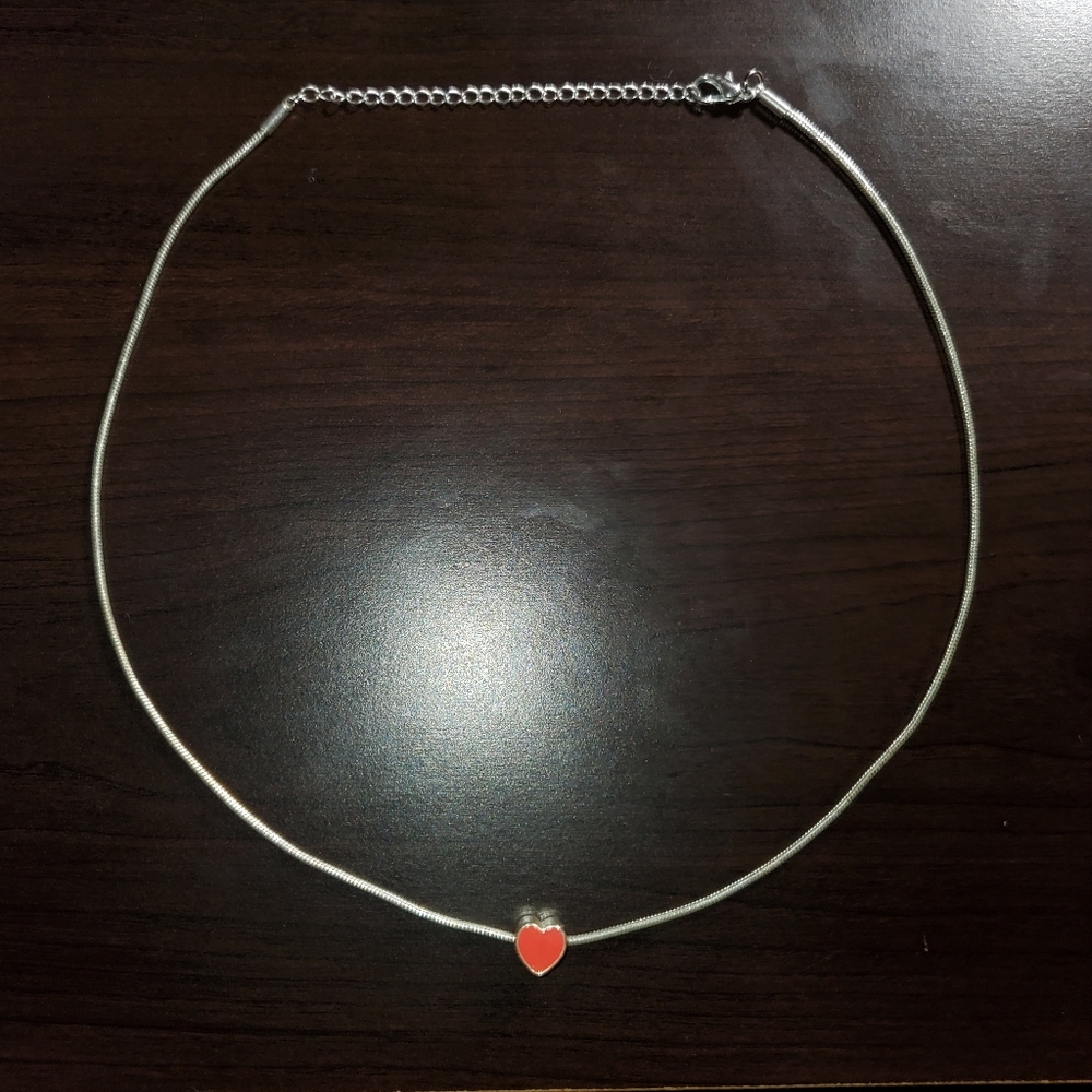 Silver Adjustable Necklace with Heart Charm